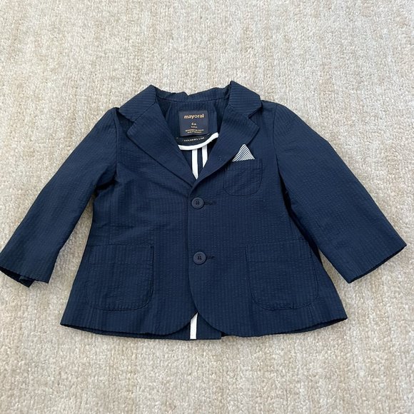 3 for $6 Mayoral Seersucker Blazer Jacket 6m Baby - Picture 1 of 7